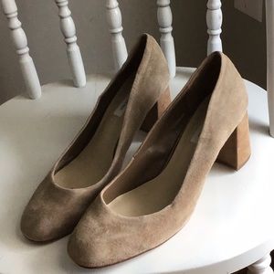 Luxe Saks Fifth Avenue suede block heels.